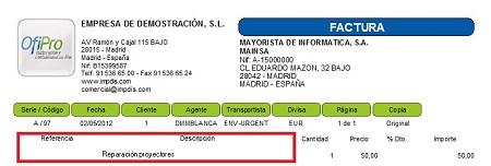 Imprima los documentos incluyendo sólo la descripción del artículo