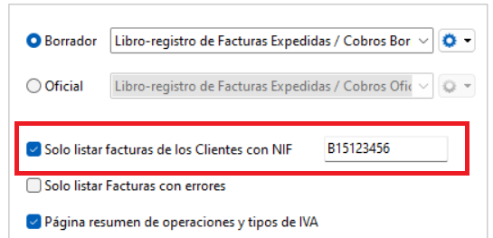 Filtro facturas de Clientes o Proveedores por NIF