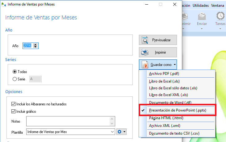 Emitiendo un informe en PowerPoint desde OfiPro