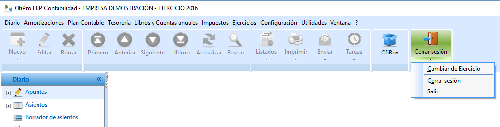 Cambie de ejercicio directamente desde el botón Cerrar sesión