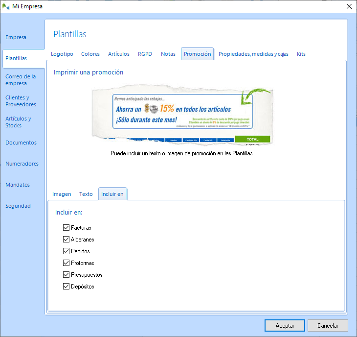 Indique en qué documentos se incluirán los mensajes promocionales Indique en qué documentos se incluirán los mensajes promocionales