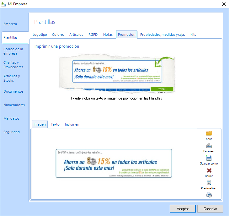 Utilice una imagen o texto como mensaje promocional en las plantillas Utilice una imagen o texto como mensaje promocional en las plantillas