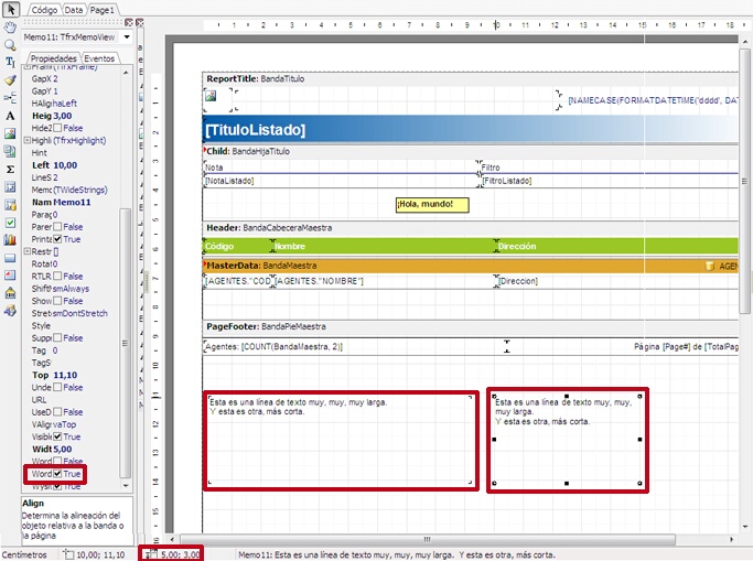 si esta habilitada la propiedad ajuste de linea el texto se muestra en la siguiente linea