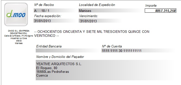 Impresión de Recibo de un Vencimiento de Cobro