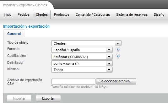 Exportación de clientes desde Tienda Online Exportación de clientes desde Tienda Online