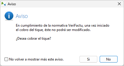 Aviso al grabar una factura simplificada