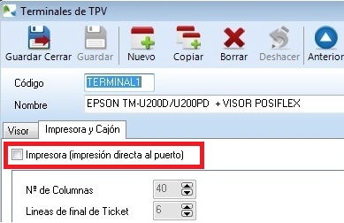 Desmarque la casilla Impresora