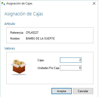 Asignación de cajas y unidades de articulos