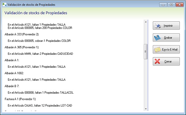 Validación de Stocks de Propiedades Validación de Stocks de Propiedades