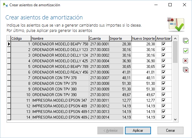 Antes de generar los asientos, OfiPro muestra los datos calculados en pantalla, para su revisión y/o modificación